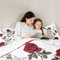 thumbnail image 5 of Manfei Romantic Red Rose Queen Comforter Set,Happy Valentines Day Bedding Sets,Rustic Plant Flower Bedding Comforter Set For Girls Teens,Microfiber Bedroom Decor Reversible,3-Piece, 5 of 8