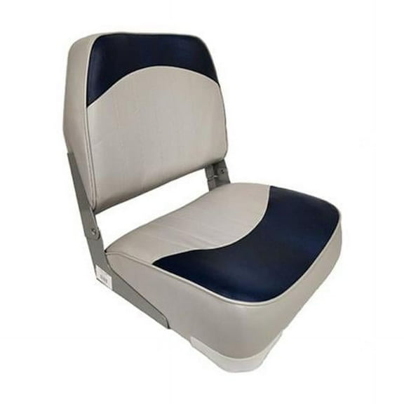 19 in. Fold Down Low Back Boat Seat, Grey & Navy