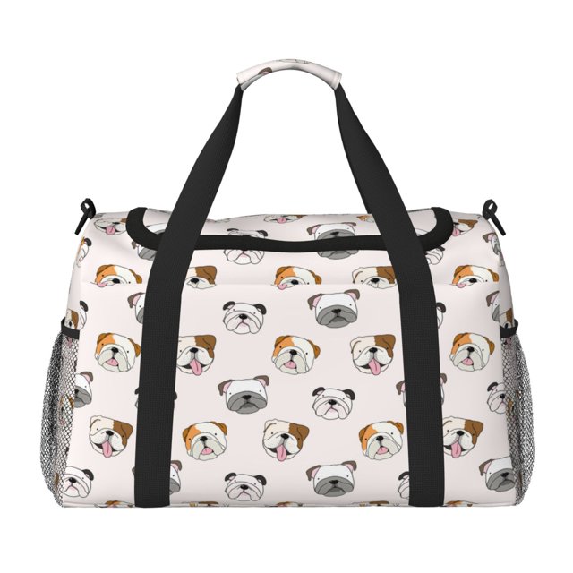 Disketp Bulldog Face Bolsa de Viaje Tipo Duffle, Bolso de Mano para Fin de Semana para Mujer, Bolsa de Gimnasio Ligera para Hombre, Esencial para Viajes