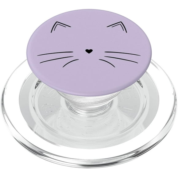 PopSockets PopGrip para MagSafe Black Cat Face, color morado claro