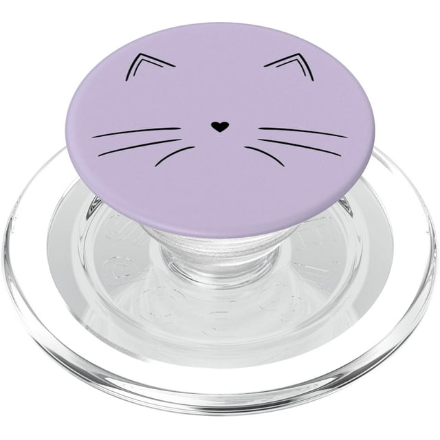 PopSockets PopGrip para MagSafe Black Cat Face, color morado claro