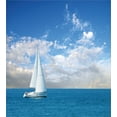 thumbnail image 3 of Ocean Duvet Cover Set, Modern Sail Boat on Sea Horizon Cloudy Sky Summer Sports Hobbies Photo Image, Decorative 3 Piece Bedding Set with 2 Pillow Shams, Queen Size, Sky Blue and White, by Ambesonne, 3 of 3