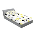 thumbnail image 2 of Ambesonne Geometric Fitted Sheet & Pillow Sham Set, Diamond Motives in Mosaic, Twin, Yellow Black, 2 of 2