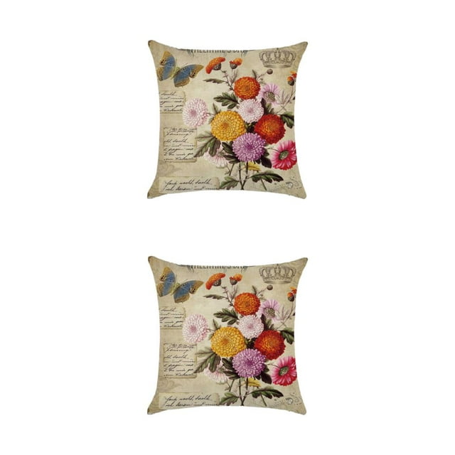Maytalsory Easy To Change Flowers Pillowcase Addition To Home Decor Polyester Decorative Pillow Cushion Covers Soft Durable kztym001-5 2Set