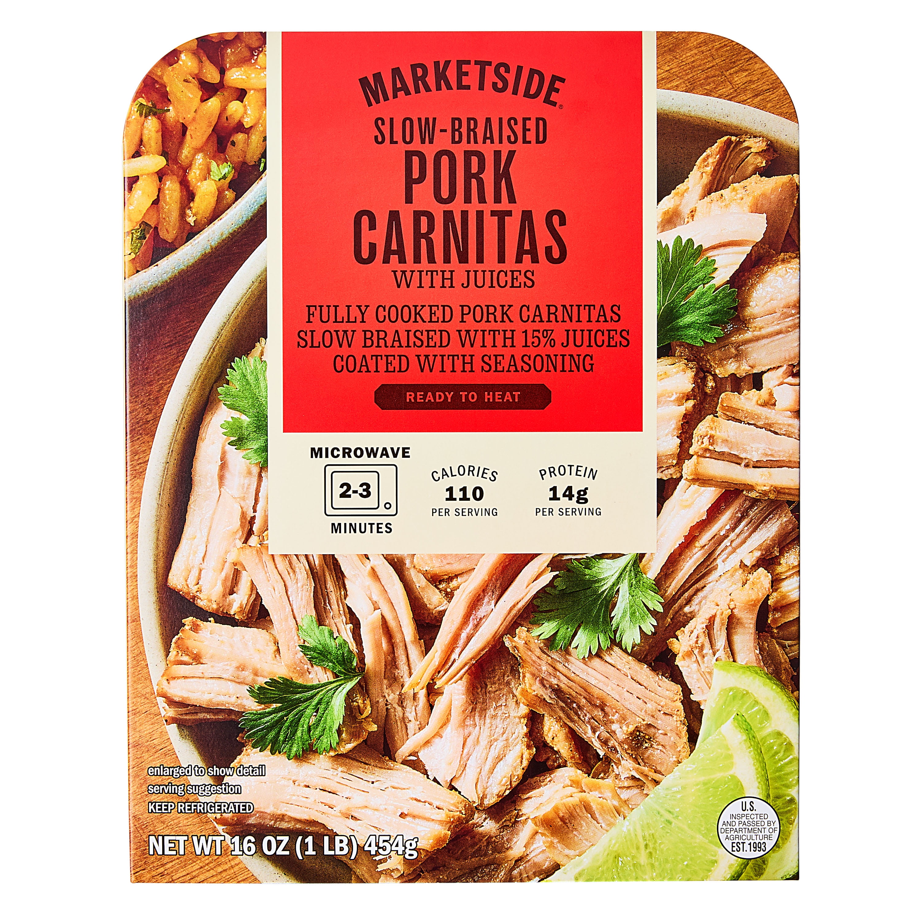 (3 pack) Marketside Ready to Heat Smoked Pork Shoulder Carnitas, 16 oz (Refrigerated)