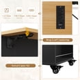 thumbnail image 6 of Homfa 41" Kitchen Island with Drop Leaf and Power Outlet, Rolling Kitchen Cart on Wheels with 3 Drawers, Spice Rack, Trash Bin Cabinet, Black, 6 of 10