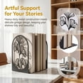thumbnail image 2 of Unique Bargains Decorative Non-Skid Hollow-out Metal Bookends for Home Black  Style B 4.7"x3.5"x7", 2 of 5