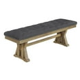 thumbnail image 1 of Gray Linen Fabric Dining Bench with Tufted Seat and Rustic Oak Wood, 1 of 2