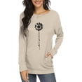 thumbnail image 3 of JuneFish Womens Casual T Shirts Long Sleeve Blouses Tunic Tops with Pockets (SunFlower), 3 of 5