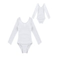 thumbnail image 5 of Alvivi Justaucorps de Danse Ballet à Manches Longues pour Filles, Blanc 8, 5 of 5
