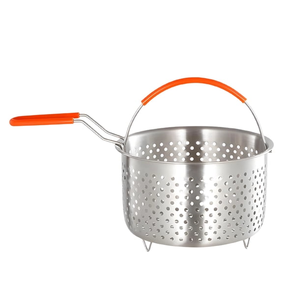 304 Stainless Steel Fryer Basket, 7.9 in / 20 cm Deep Frying Basket with Detachable Silicone Handle, Thickened & Reinforced, Fine Mesh, Multi-Purpose for Frying, Steaming & Boiling