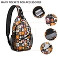 thumbnail image 2 of Sling Backpack,Halloween Icons Collage Pattern Sling Bag with Water Bottle Holder,Waterproof Sling Bag for Men/Women with Headphone Jack for Hiking,Travel, 2 of 6