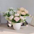 thumbnail image 3 of 5 Head Artificial Flower Plastic Head Artificial Potted Simulation Plant Home Office Fake Floral Decor, Light Pink, 3 of 4