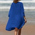 thumbnail image 4 of Dezsed Swimsuit Cover Ups for Women Lace Crochet V-Neck Bikini Beach Coverups Dress for Swimwear Bathing Suit Blue Free Size, 4 of 6