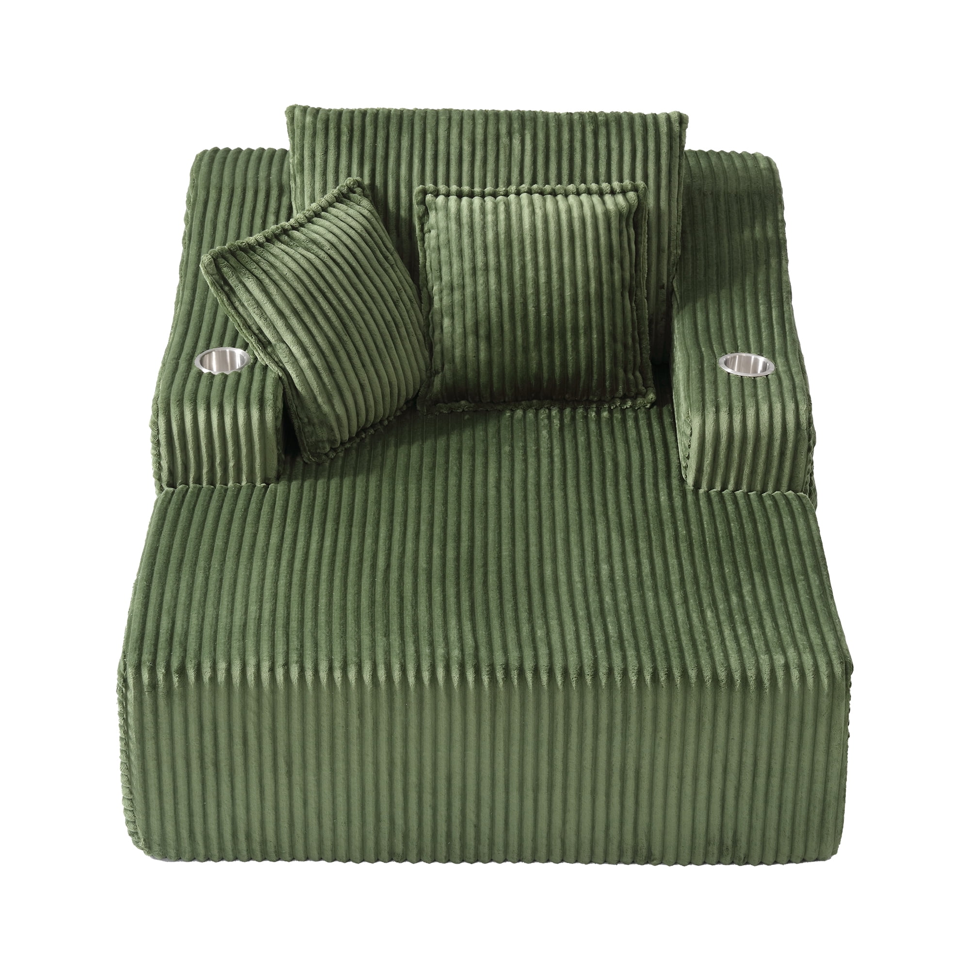 47" Wide Oversized Single Chaise Lounge Chair, 67'' Sleeper Sofa Bed with Cup Holders & 3 Pillows