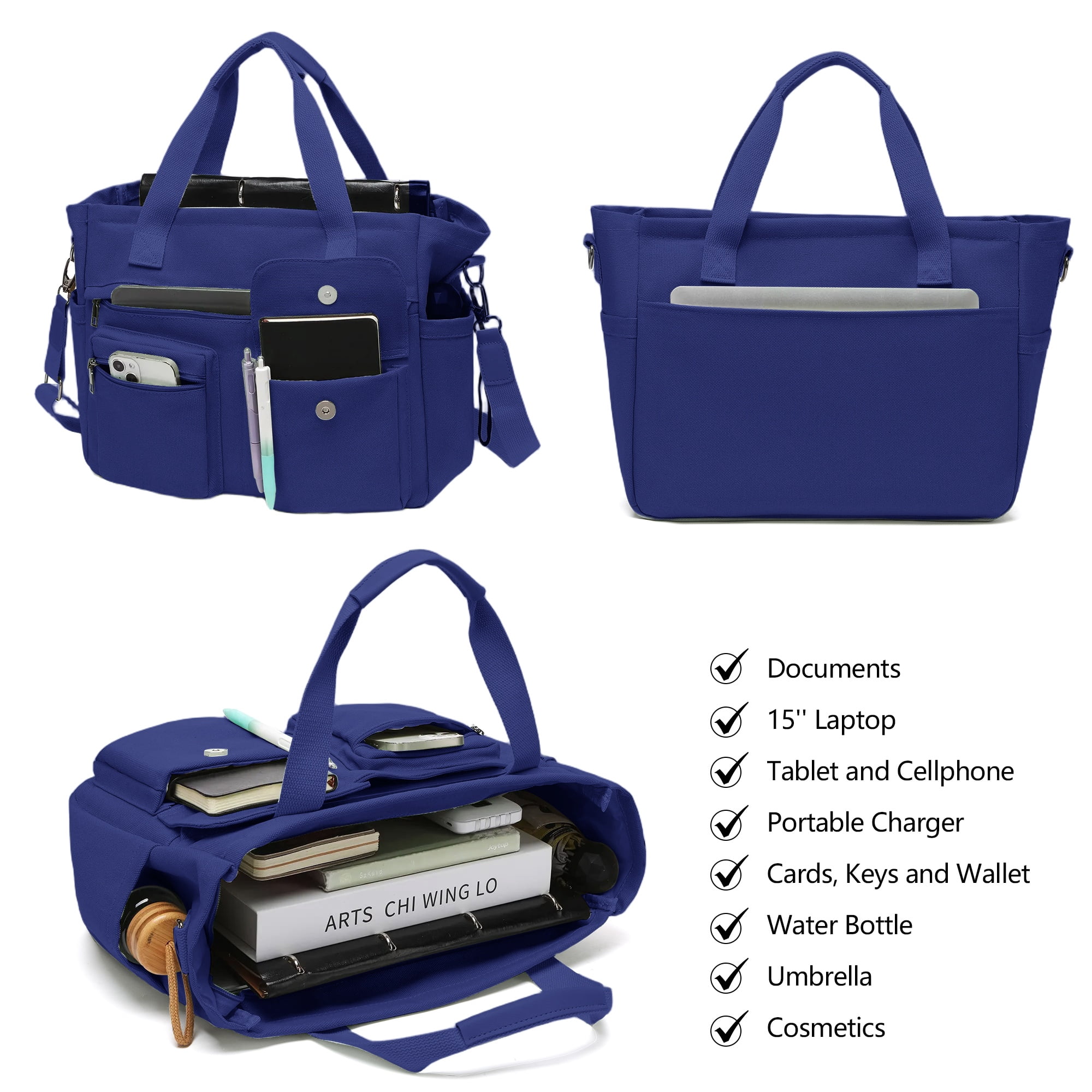 2pcs/set Large Canvas Tote Bag for Women, Laptop Work Bags Crossbody Shoulder Hobo Messenger Handbag Purse Travel Gym Totes