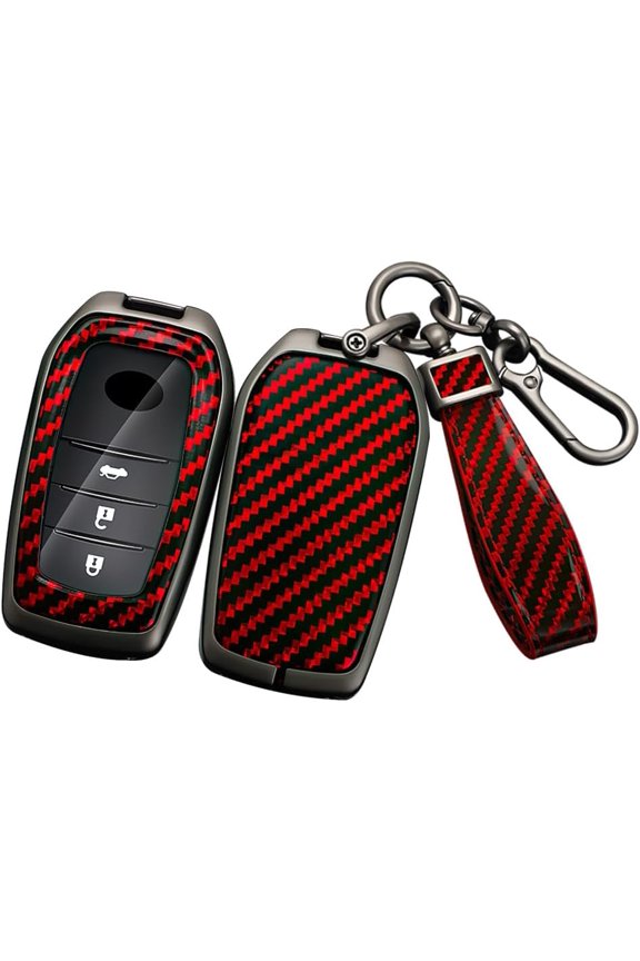 Key Fob Cover Compatible with Toyota BZ4X Prius Venza RAV4 Prime Sienna Land Cruiser Fortuner Mirai 2016-2024 4 Button Keychain Case Holder Protector,1,Red