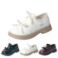 thumbnail image 2 of YunPes Girls Burgundy Shoes Patent Leather Hook and Loop Dress Shoes with Bowknot Kids Chunky Platform Loafers School Uniform Shoes, 2 of 6