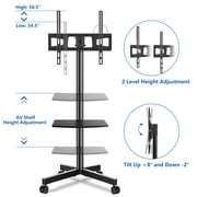 RTVR Modern Rolling TV Stand Mobile TV Cart for 32 to 65 inch Flat Panel Screens, Swivel Black