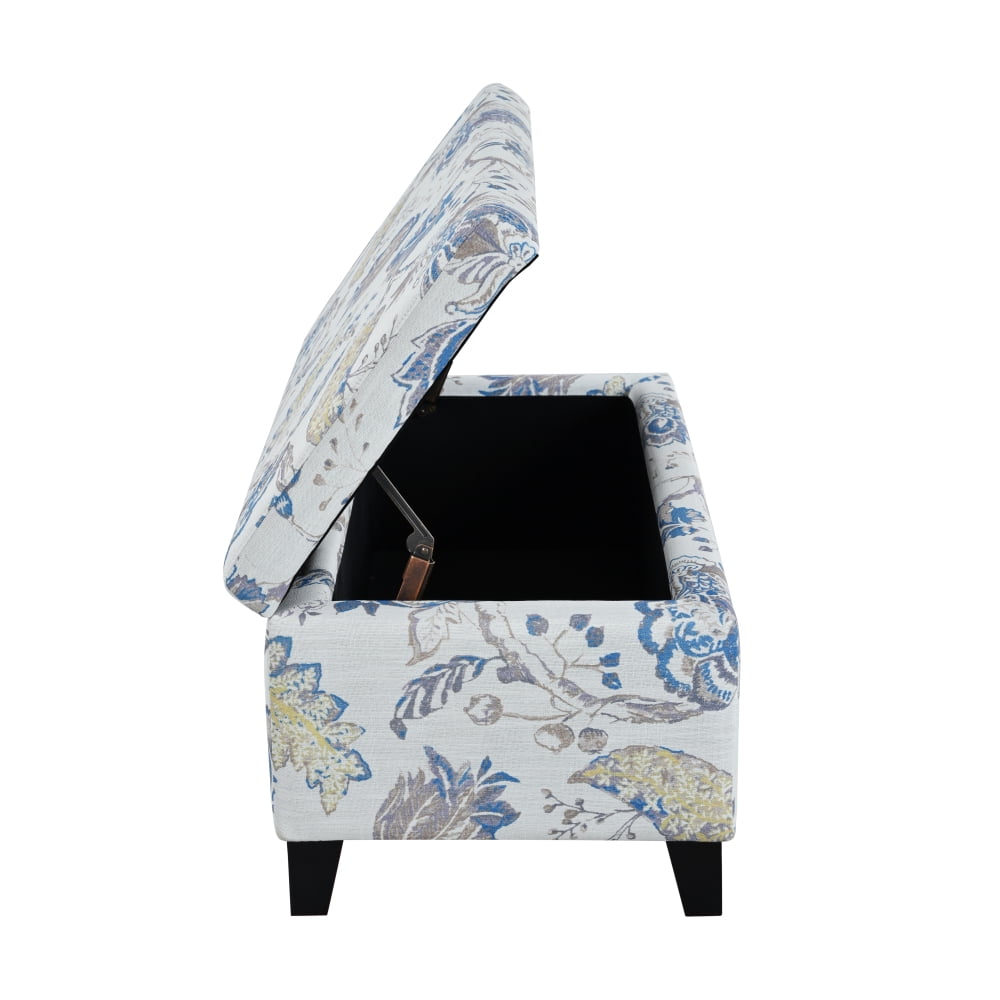 3-in-1 Multifunctional Storage Ottoman! Floral Patterned Fabric Footrest & Seat with Soft-Close Lid, Hidden Compartment for Blankets, Pillows for Living Room, Bedroom
