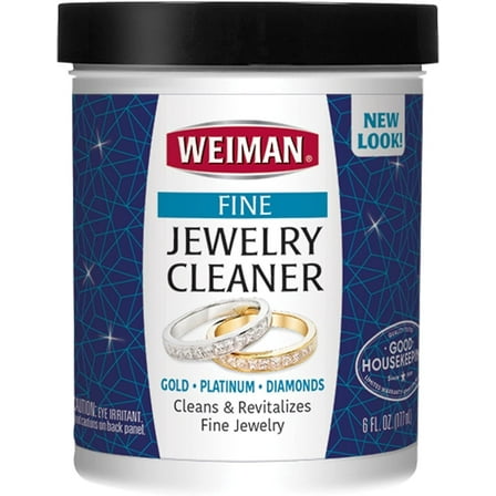 Weiman Fine Jewelry Cleaner Liquid with Cleaning Brush  Restores Shine & Brilliance to Gold, Platinum, Precious Gemstones & Diamond Jewelry, 6 Oz