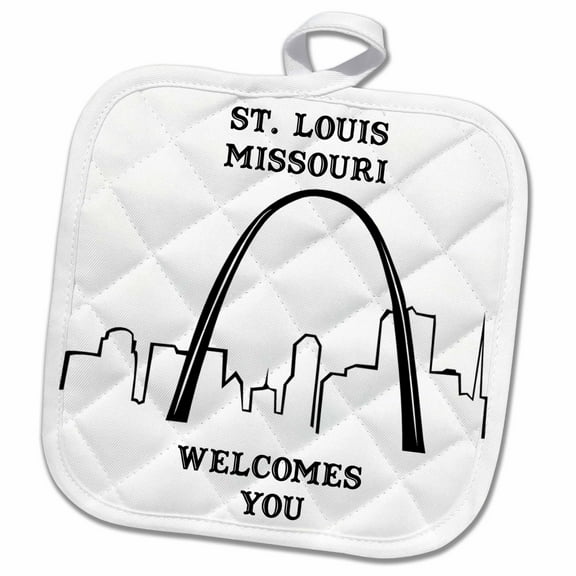 3dRose, St. Louis, Missouri Welcomes You (Line Art), 8x8 Potholder