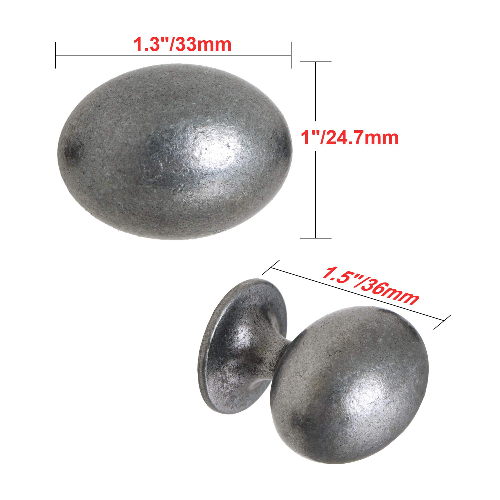 Utopia Alley 10pcs Danbury Oval Cabinet Ring Pull Knob - Decorative Cabinet Drop Pull Knobs for Cabinets and Drawers - Vintage Cabinet Hardware with Hand Finished Antique Iron - Pull Knobs 1.3"