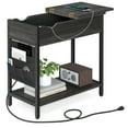 thumbnail image 1 of VASAGLE Table d'Appoint avec Ports USB et Prises de Courant, Table de Bout à Dessus Rabattable avec Station de Recharge, Fini Chêne Ébénisé et Noir, 1 of 6