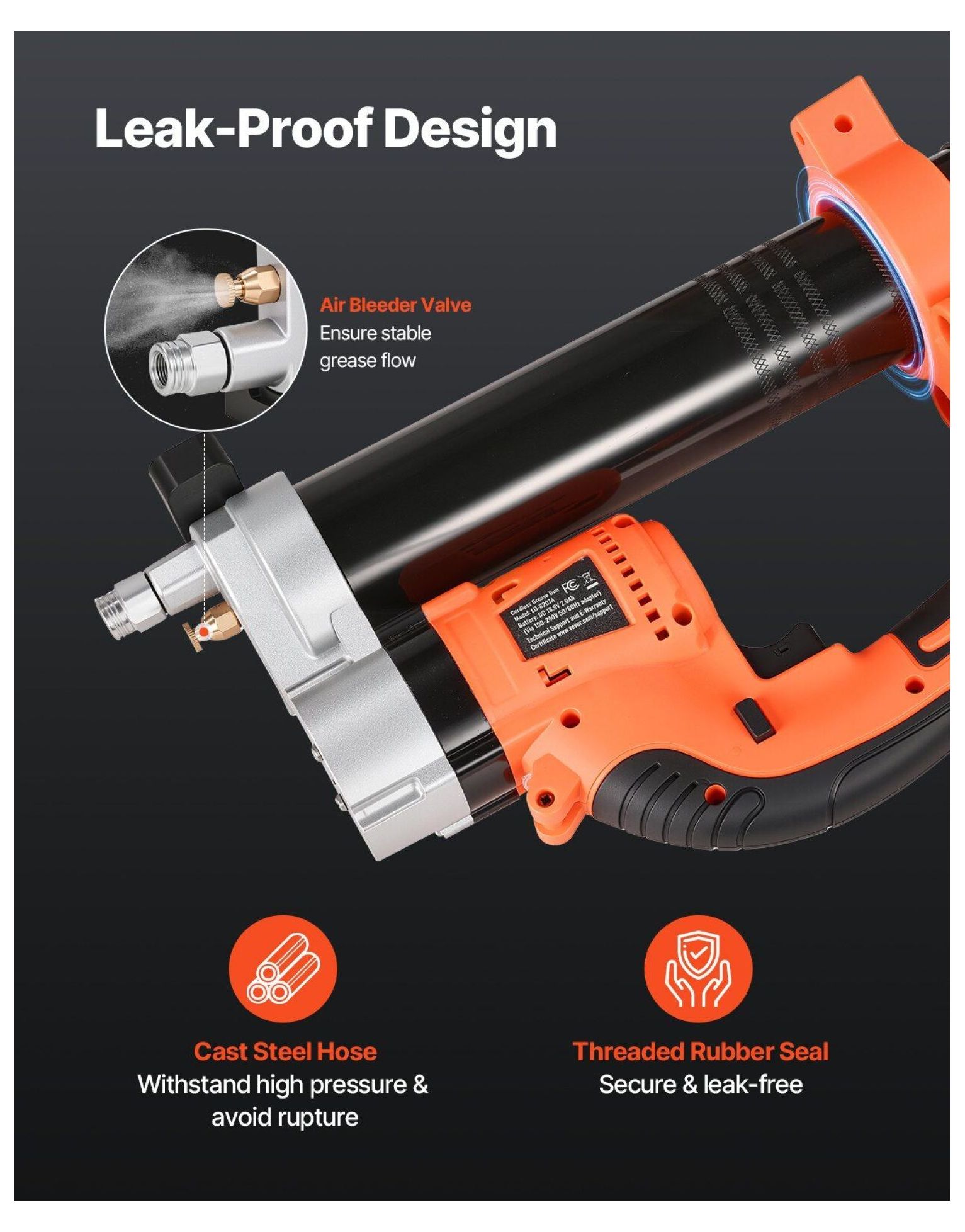 Cordless Grease Gun 80,000 PSI 20V Electric Grease Gun (Tool Only) - High Pressure, Variable Speed, Flexible & Rigid Hoses, LED Light, for Automotive, Industrial & Farm Equipment