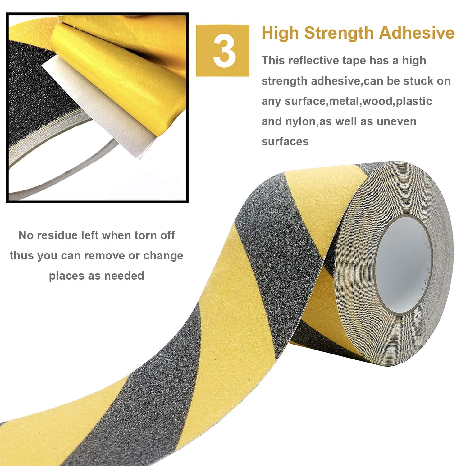 Anti Slip Safety Grip Tape 1.98In X 50Ft High Traction Grit Yellow Black Marking Self Adhesive Hazard Caution Tape For Stairs Steps Deck