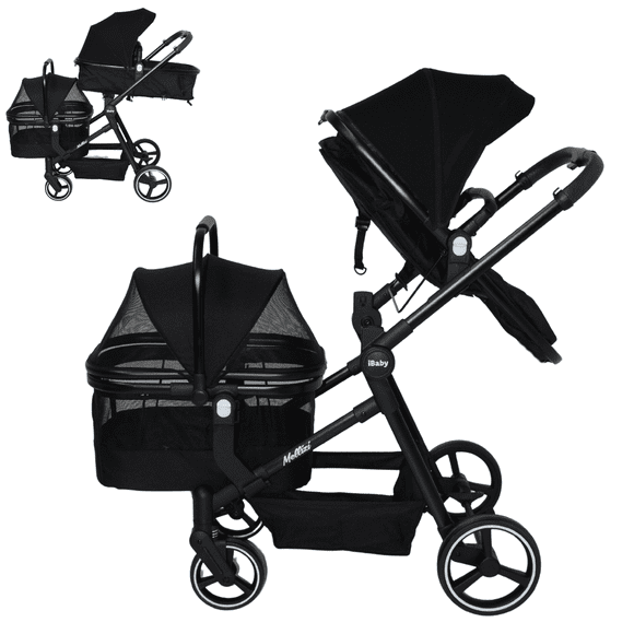 Carriola Doble Ibaby Mellizi Asiento Bambineto Y Canasta Pet
