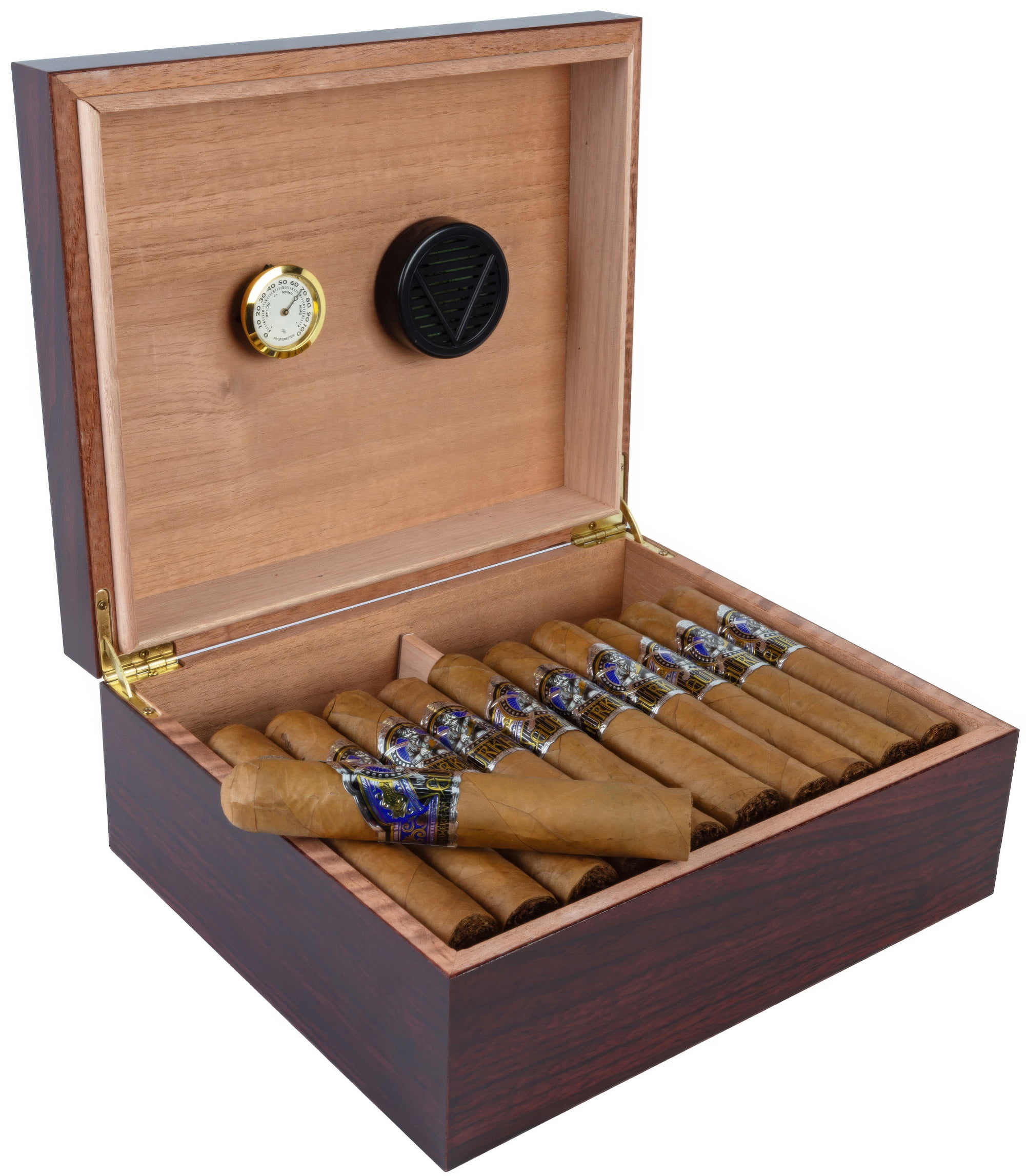 Chalet Cigar Humidor - Cherry Finish - Capacity: 25 to 50