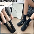 thumbnail image 3 of Thin Merino Wool Ruffle Boot Socks Warm Winter Cozy Frilly Soft Casual Breathable Socks for Womens 5 Pairs, 3 of 6