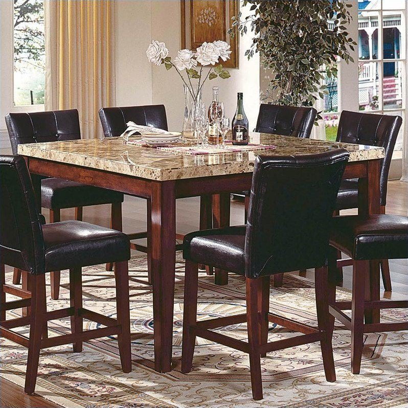 Steve Silver Montibello 7pc Pub Dining, Steve Silver Montibello Marble Top Counter Height Storage Dining Table