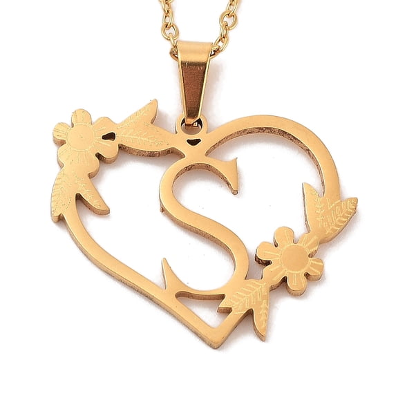 1pc PVD Vacuum Plating 201 Stainless Steel Necklaces Letter S 12.28 inch(31.2cm)