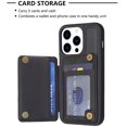 thumbnail image 4 of ELEHOLD for Apple iPhone 13 Pro Card Holder Back Case with Pockets, Premium PU Leather ID Cash Credit Slots Magnetic Kickstand Flip Folio Slim Hard Protective Cover, black, 4 of 7