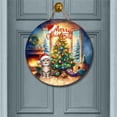 thumbnail image 2 of Merry Christmas Manx Santa Hat Xmas Tree Winter Holiday Round Wood Sign Cat Lover Kitten Owner Gifts Hanging Wall Home Decor - 01013, 2 of 5