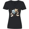 thumbnail image 3 of Inktastic Tragedy and Comedy Stage Masks Women's V-Neck T-Shirt, 3 of 5