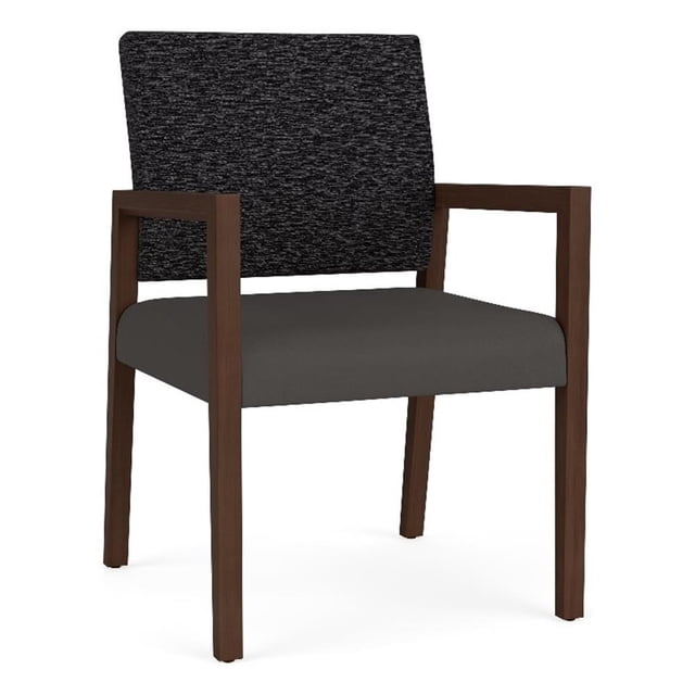Pemberly Row Waiting Reception Guest Chair Wood Frame in Gray