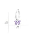 thumbnail image 2 of Hanging Purple Butterfly 925 Sterling Silver Hoop Earrings with Crystals, 2 of 2