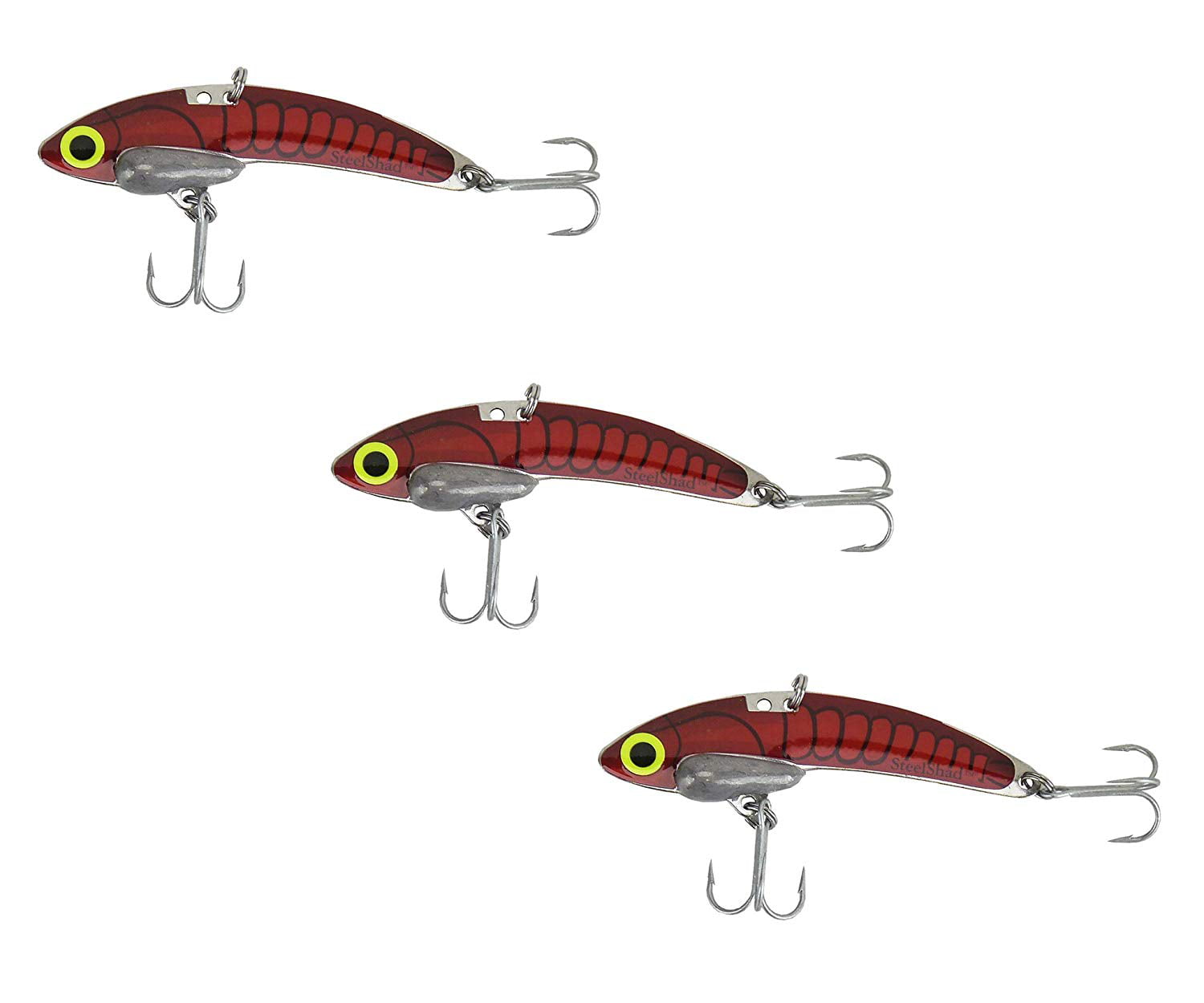 Walleye Trout Long Casting Bass Lure Perfect for Bass Original Series Pike Salmon and Striper - 3 Pack 3/8 oz Lipless Crankbait for Freshwater & Saltwater Fishing Musky SteelShad 