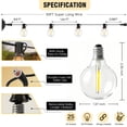 thumbnail image 2 of Mibote Solar Outdoor String Lights, 50FT 25 G40 Bulbs Shatterproof Patio Lights,IP44 Waterproof,Dimmable ,Remote Control for Patio Garden, 2 of 8