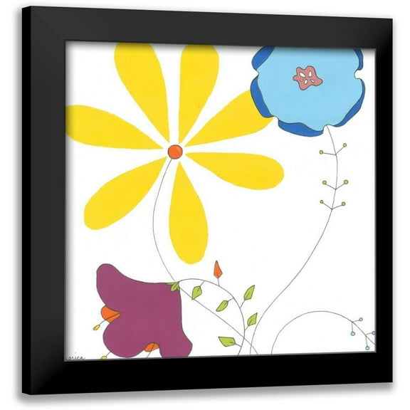 Vess, June Erica 12x12 Black Modern Framed Museum Art Print Titled - Playful Blooms III