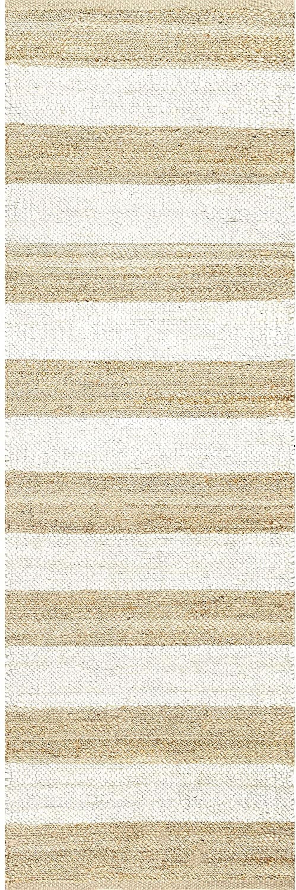 nuLOOM Alisia Flatweave Stripes Jute Runner Rug, 2' 6" x 6', Off White