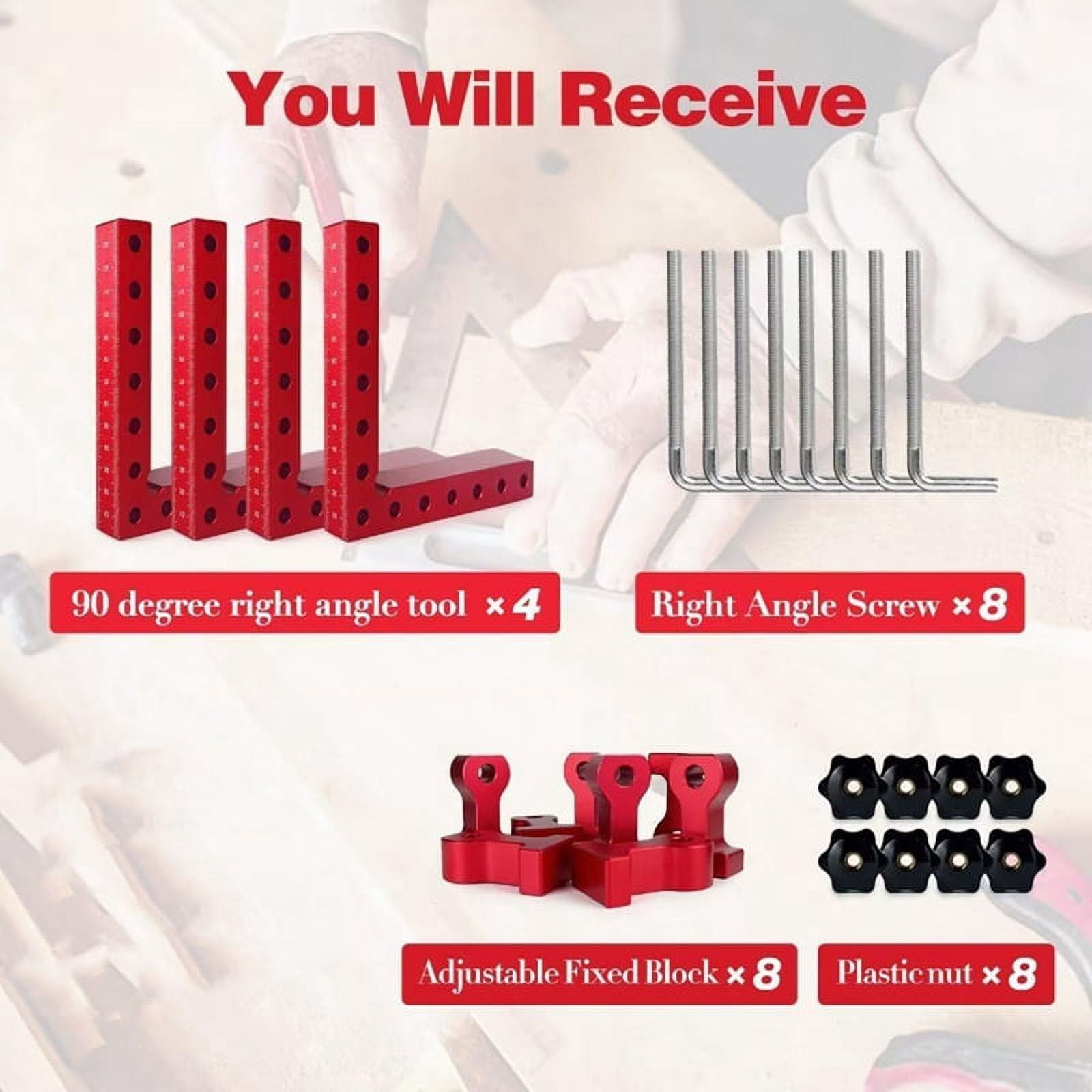 90 Degree Clamp Corner Clamp - Right Angle for Woodworking 4Pack 5.5Inch Aluminum Alloy Corner Clamp Wood Working Tools