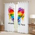 thumbnail image 2 of Manfei Love Heart Rainbow Curtains and Drapes Pack of 2 (52x63 Each), Modern Oil Printing Black Out Curtains, White Red, 2 of 6