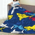 thumbnail image 5 of Yiaed Cartoon Shark Pattern Fleece Throw Blanket,Fleece Throw Blankets for Couch & Bed All Season Use -40"x30", 5 of 6