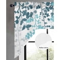 thumbnail image 2 of Teal Blue Leaves Swag Valances for Windows, Small Curtains Drapes, Summer Botanical Kitchen Window Curtains Over Sink Rod Pocket Window Treatment Valance for Bedroom/Bathroom 56"x36", 2 of 5
