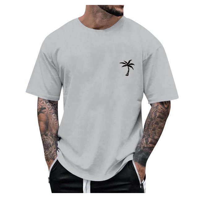 Camisetas Sueltas de Verano de Manga Corta con Cuello Redondo para Hombres Camiseta de Moda con Letras Creativas Gráficas Estampado Retro Deportes Callejeros Tops Casuales Gris Claro / S