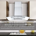 thumbnail image 4 of 30 inch Tieasy Wall Mount Range Hood Kitchen Vent Hood 450CFM Tempered Glass 3-Speed, 4 of 11